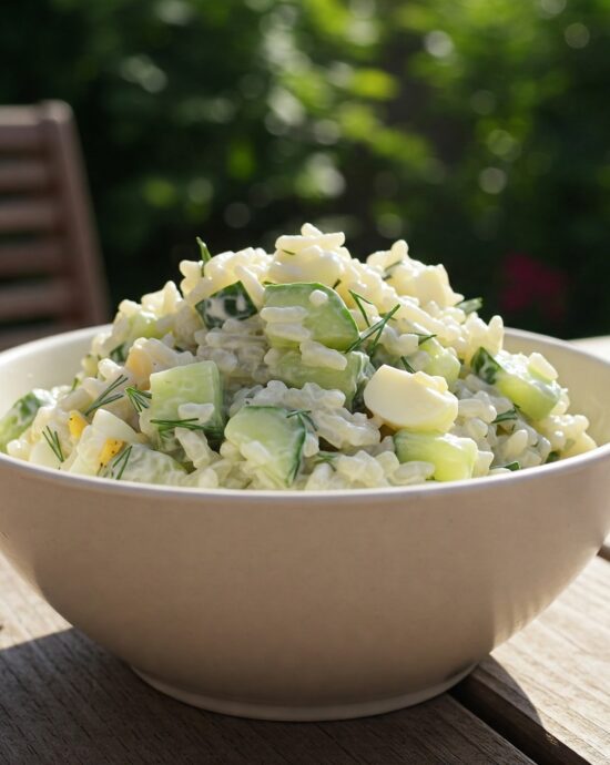 Sałatka ryżowa z ogórkiem i jajkiem